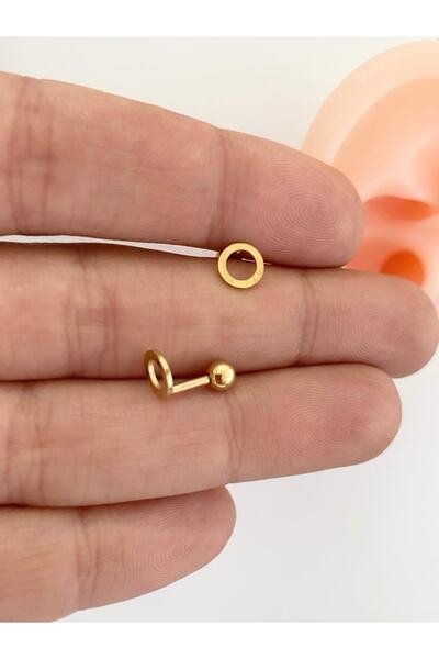 Arescollection Cerrahi Çelik Gold Boş Daire Tragus Helix Kıkırdak Lobe Piercing