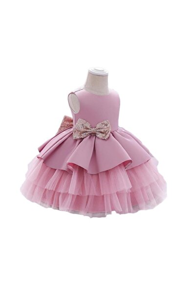 Mashotrend Pudra Pembe Kat Kat Tüllü Kurdelalı Elbise - Kat Kat Tül Elbise - ...