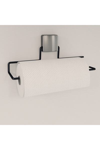 ÖZ Suport pentru prosoape cu rolă neagră super adeziv metalic Decorev cu adez...
