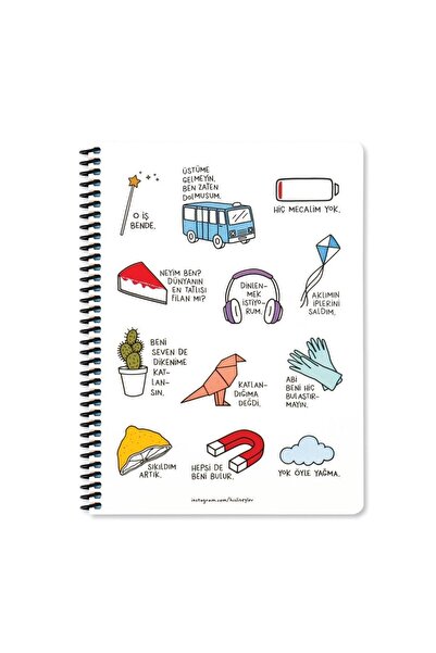 KESKİN COLOR Feeling Things A4 80 Sheets Lined Notebook with Sipirated Sticker I'm Bored Now