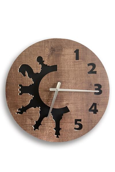 Satranç Medya Ρολόι τοίχου με πιόνια σκακιού