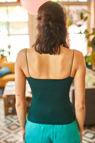 Olalook Women's Emerald Green Thread Strap Knitted Sandy Blouse BLZ-19001898