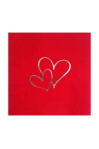 Story مجموعة منقوشة على شكل قلوب فضية مقاس 33 × 33 سم مكونة من 16 منديل ورقي ...