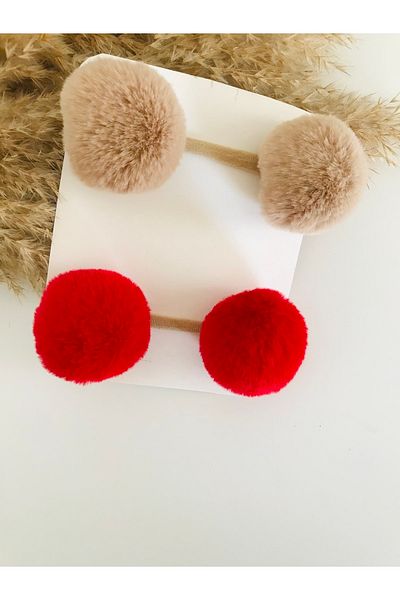 Aressa Set de benzi de păr pentru fetiță, copii, elastic, cu pompon dublu