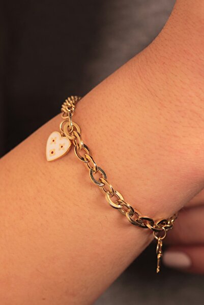 Adil İdil Kuyumculuk Kalp Sallantılı Çift Zincir Charm Künye