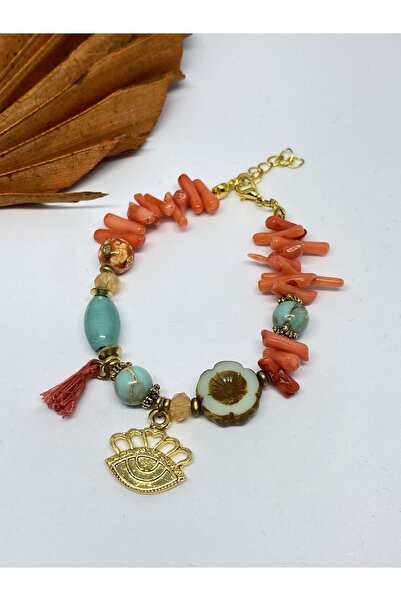 Cocopelli Concept اليدوية المرجان الطبيعي حجر ديزي سوار