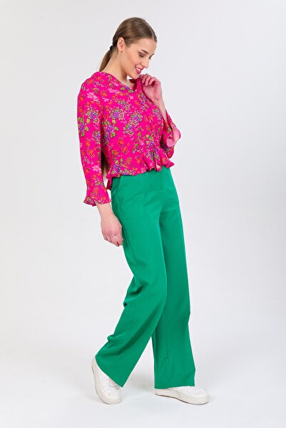 Pitti Women's Fuchsia Floral Blouse Shirt 10183