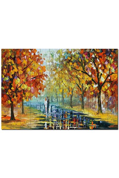 Cakapuzzle أحجية الصور المقطوعة للزوجين المحبوبين على الطريق الخشبي المكونة م...