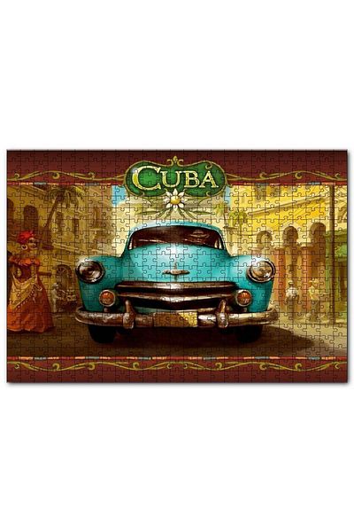 Cakapuzzle Classic Green Vehicle in the Cuban Streets 255 Piece Puzzle Jigsaw Puzzle Mdf (wood)