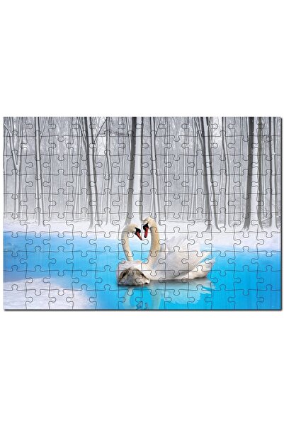 Cakapuzzle Romantic Swan Pair in a Snowy and Frosted Lake 500 Piece Puzzle Ji...