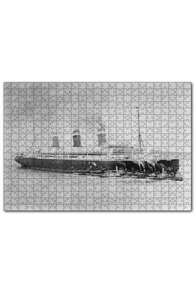 Cakapuzzle أحجية الصور المقطوعة تيتانيك وسفن التوجيه باللونين الأبيض والأسود مكونة من 120 قطعة (خشب)
