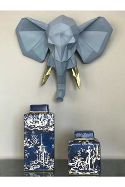 LivadoHome Geometrik Fil Kafası Duvar Dekor Heykel