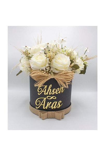Yavuz Süs Κορίτσι Isteme Flower σε κυλινδρικό κουτί μικρού μεγέθους (κρέμα)