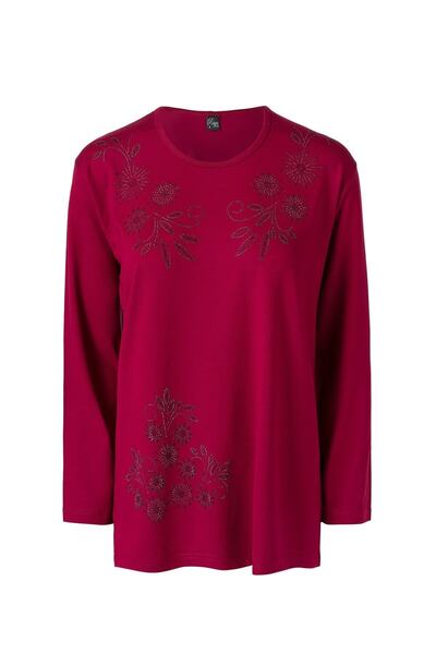 Nacar Anneler Günü Büyük Beden Taşlı Anne Penye Bluz