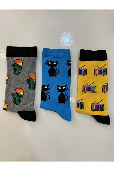 Gülsa Bayan Desenli 3’lü Soket Çorap