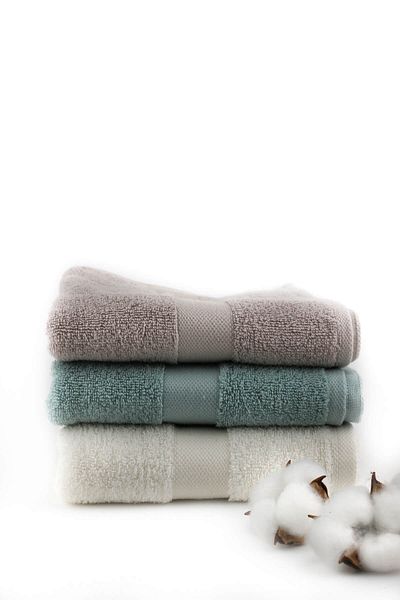 Taka Fabrics Wave 100% βαμβακερή πετσέτα χεριών, προσώπου, επισκέπτη 3 τεμαχίων μέγεθος 50x80 cm Σετ εκρού, γκρι, Aqua