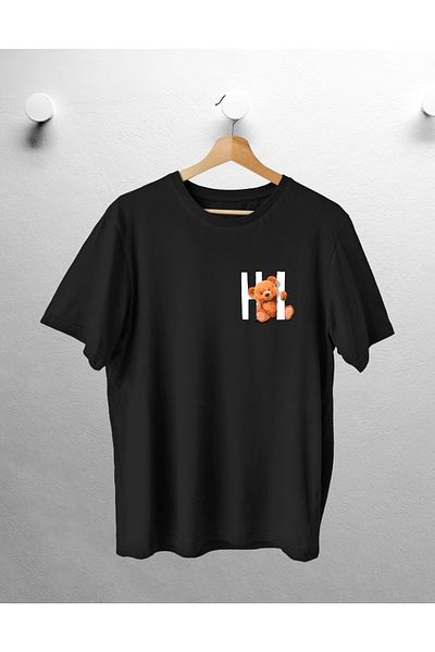 CANDEL Unisex Μπροστινό Hi Back Nice εμπριμέ μαύρο μπλουζάκι Oversize