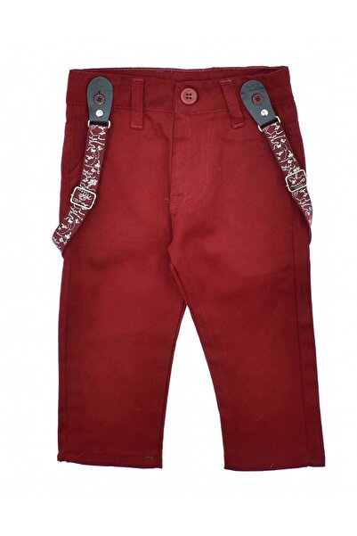 Terry Askılı Bordo Keten Erkek Çocuk Pantolonu