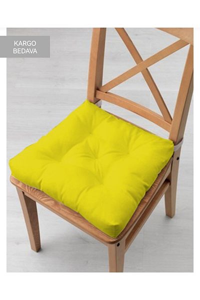 Karasi 4-Piece Combination Fluffy Square Chair Cushion 40×40cm Yellow-Black