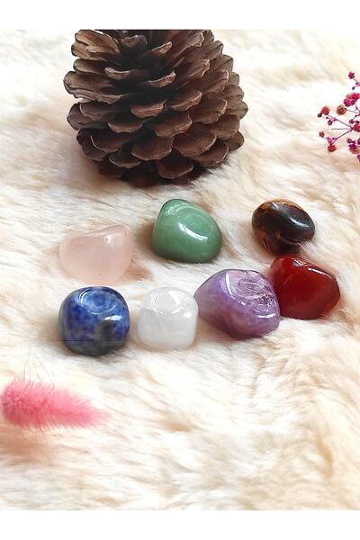 LightCrop حجر شاكرا 7 قطع (عيون النمر، الكوارتز، العقيق، جمشت، بي كوارتز، افي...