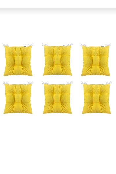 Karasi 6-Piece Combination Fluffy Square Chair Cushion 40×40 Yellow