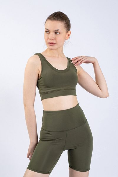 The Step Sports Bustieră sport crop kaki pentru femei Snc