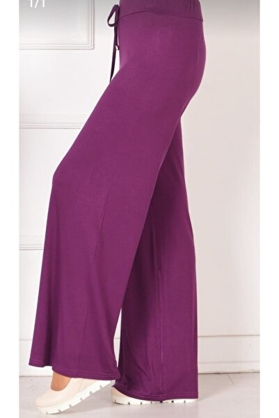 nacar çarşı Kadın Anne Beli Lastikli Geniş Paça Likralı Buzi Rahat Pantolon