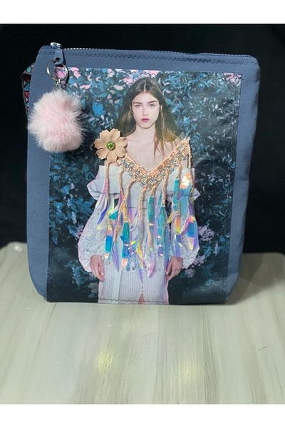 Gönülden Tasarım Момичешка чантичка за грим с пайети и помпони, 29x25 см