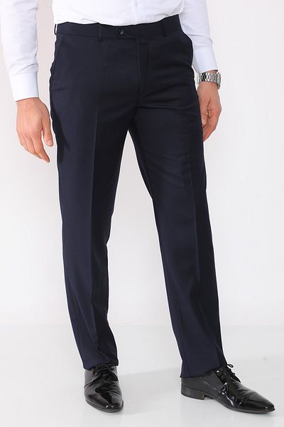 R-Germen Men's Navy Blue Regular Fit Fabric Trousers