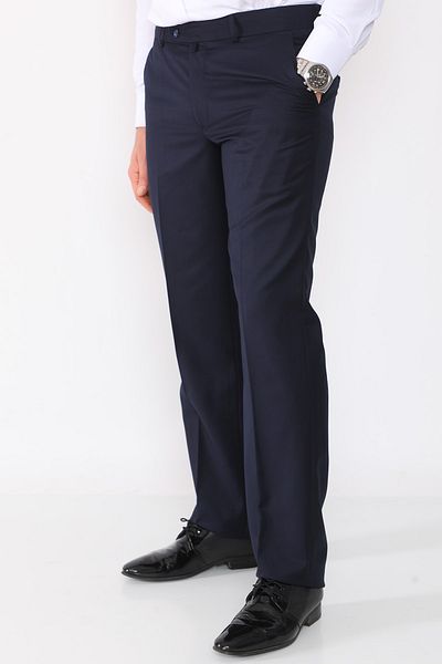 R-Germen Men's Navy Blue Regular Fit Fabric Trousers