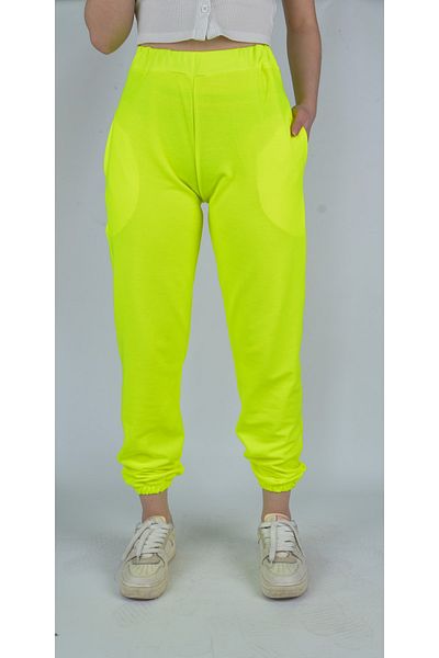 Modoo Tekstil Pantaloni de sport de jogger galbeni pentru femei, cu talie și picioare elastice