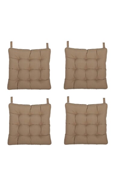 Kuscini 4 lü Özel Set- Pofidik Natura 40x40 Rattan Cırtlı Sandalye Minderi Seti  Camel