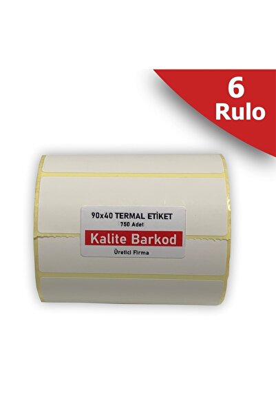 Kalite Barkod 90x40 Termalno nalepnica | 6 rola barkod nalepnica