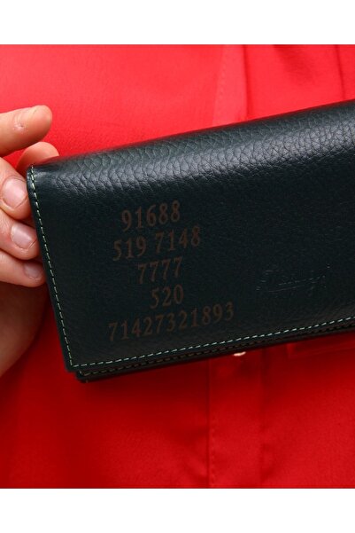 DERKON Portofel de dama verde cu husa dubla cu flori de viata