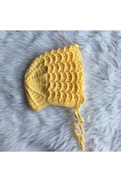 Merve ÖZTÜRK Yenidoğan Bebek Bonet Şapka Organik El Örgüsü