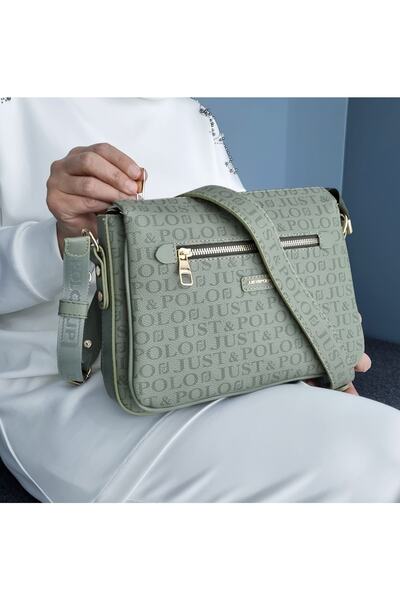 Just Polo حقيبة كروس نسائية ذات 6 أقسام بلون الجمل الأخضر 2057