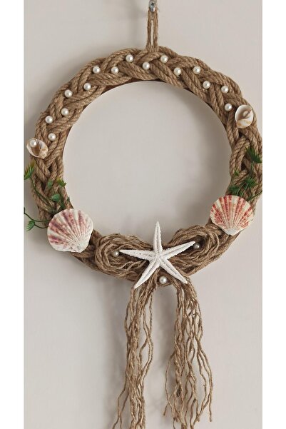 Mixperi Ψάθινο πλεκτό αστερίας με πέρλες χειροποίητο διακοσμητικό στολίδι πόρτας και τοίχου