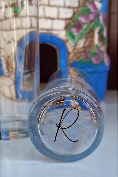 Paşabahçe Letter R Printed Cup Bottom Letters Machine Washable