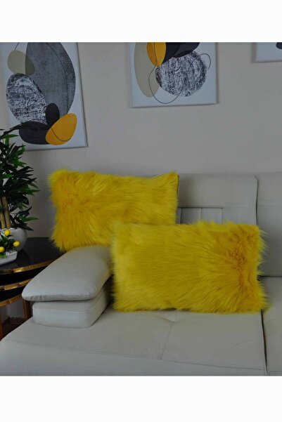 Paris Life غطاء وسادة قطيفة قماش فاخر مستورد - أصفر (مستطيل)