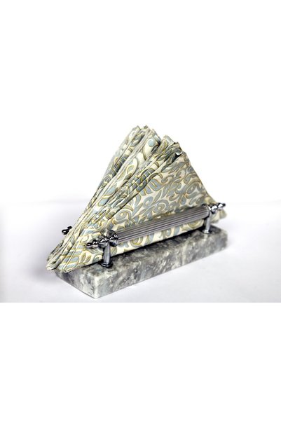 Başakmarble Real Marble Napkin Holder Silver Handle