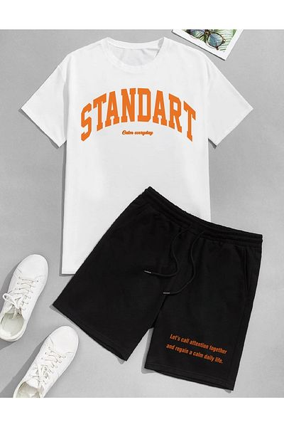 Deocept Unisex Standard Printed Oversize T-shirt And Shorts Combination