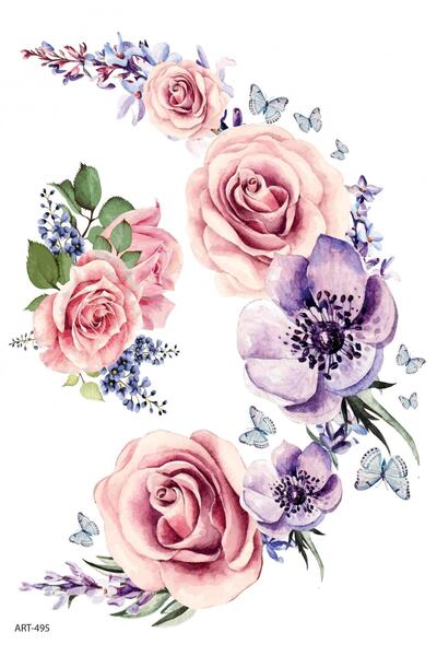 Artikel Gül Ve Kelebek Geçici Dövme