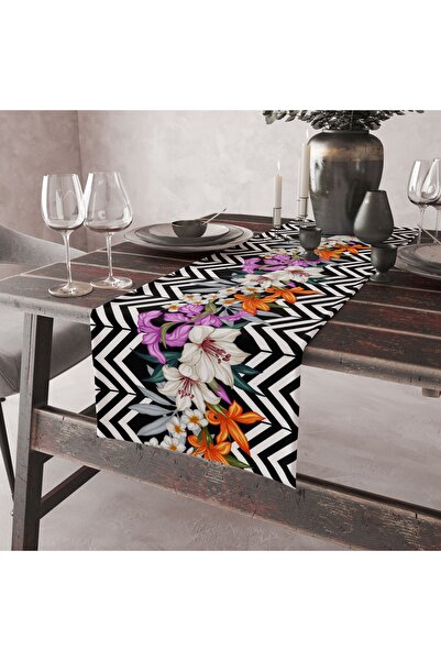 Alkan Homes عداء مزخرف بنقشة زهور الزنبق ومقطع بالليزر