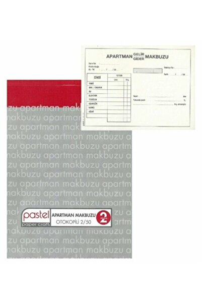 Pastel A5 Apartman Gelir Gider Makbuzu 2 Nüsha Otokopili 14x19 Cm 10 Adet