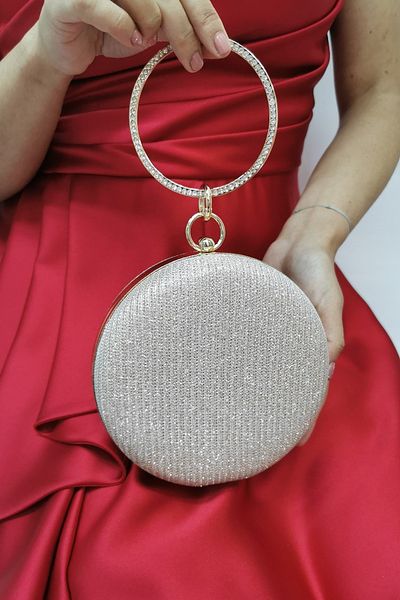 NAZART Geantă portofoliu pentru rochie de seară Cupra Gold 259 Gold cu lanț argintiu