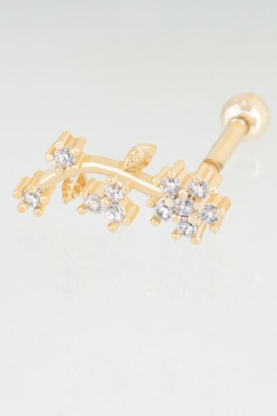 Sortie Aksesuar Çiçek Dalı Figürlü Zirkon Taşlı Tragus Küpe Piercing 008