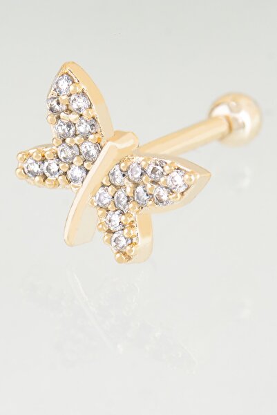 Sortie Aksesuar Kelebek Figürlü Zirkon Taşlı Tragus Küpe Piercing 004