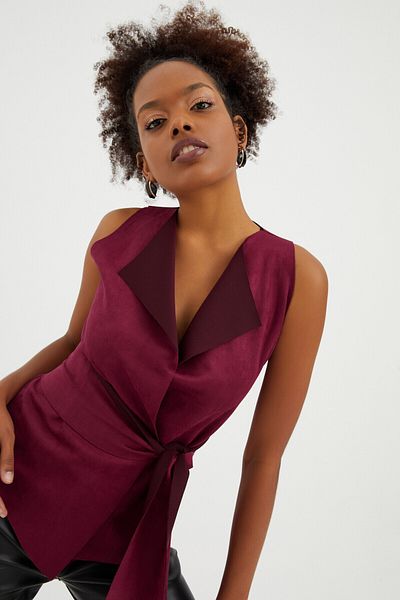 Quincey Burgundy Suede Vest