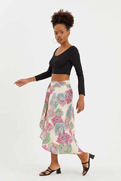 Quincey Multicolored Wrap Tie Draped Skirt