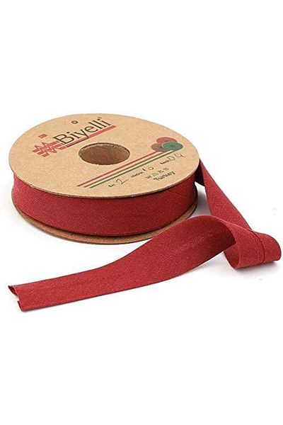 Biyelli Burgundy Layered Bias Koton Bias 2 cm Cotton Bias 25 mt D4 Ribbon